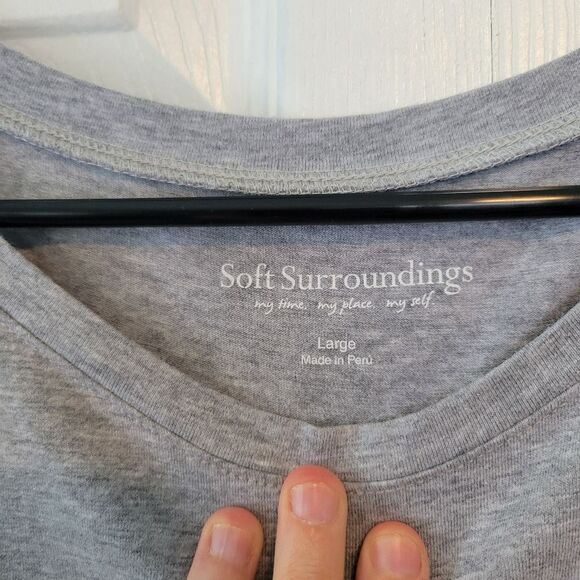 Soft Surroundings Gray Long Length T-Shirt Size Large - Picture 5 of 6